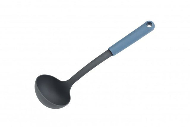 Eco-friendly soup ladle made from sustainable materials, featuring a non-stick safe nylon head and a durable handle.