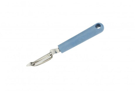 Eco-friendly peeler with a bio-based handle and stainless steel blade, ideal for sustainable kitchen use.