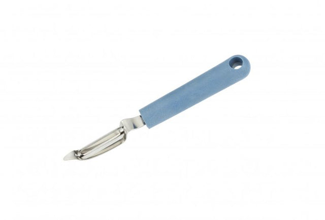 Eco-friendly peeler with a bio-based handle and stainless steel blade, ideal for sustainable kitchen use.