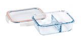 Wiltshire rectangle glass container with 2 dividers, 930ml capacity, airtight seal, ideal for meal prep and food storage.