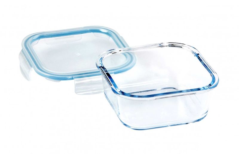 800ml Wiltshire square glass container with airtight seal, ideal for meal prep and food storage, oven, microwave, and dishwasher safe.