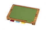 Wiltshire Eco Bamboo Multi Board with color-coded mats for safe, eco-friendly food prep; sustainable, space-saving design.