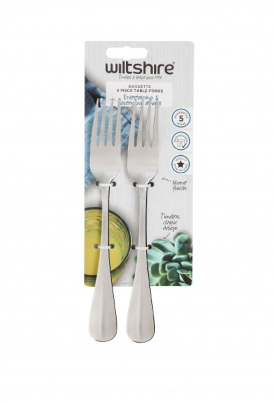 Wiltshire - Baguette Dinner Fork 4Piece Stainless Steel
