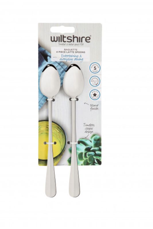 Stylish stainless steel parfait spoons with slender handles, perfect for desserts and drinks, ideal for elegant dining.