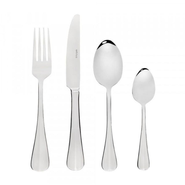 Elegant 24-piece stainless steel cutlery set for four, featuring classic design and mirror finish for stylish dining.