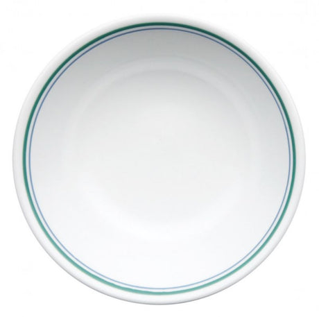 Corelle Country Cottage Bowl Set of 6, featuring periwinkle-blue and leaf-green stripes, perfect for soups, salads, and desserts.