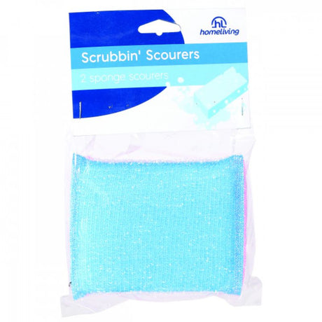 Pack of 4 durable scrubbing sponges for effective cleaning of dishes and surfaces without scratching.