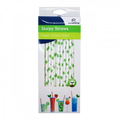 Colorful eco-friendly paper straws pack of 50, ideal for parties and beverages, promoting a sustainable lifestyle.