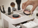 Joseph Joseph Viva Cosmetic Organizer in Shell with compartments and drawer for organized beauty items and accessories.