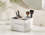 Joseph Joseph Viva Cosmetic Organizer in Shell with compartments and drawer for efficient makeup storage.