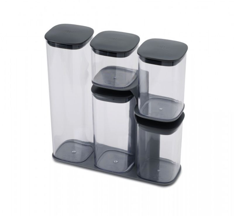 Joseph Joseph - Podium 5-piece storage jar set with stand - Grey