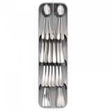 Joseph Joseph DrawerStore Compact Cutlery Organiser: a space-saving tray for efficient utensil storage with angled compartments.