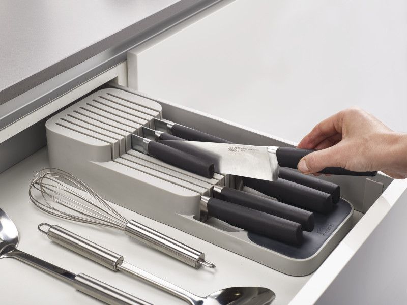 Joseph Joseph DrawerStore Compact Knife Organiser with 2 tiers, non-slip feet, holds up to 9 knives safely and efficiently.