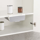 Under-shelf drawer for kitchen cabinets, optimizing space for stock cubes and packets with easy tool-free installation.