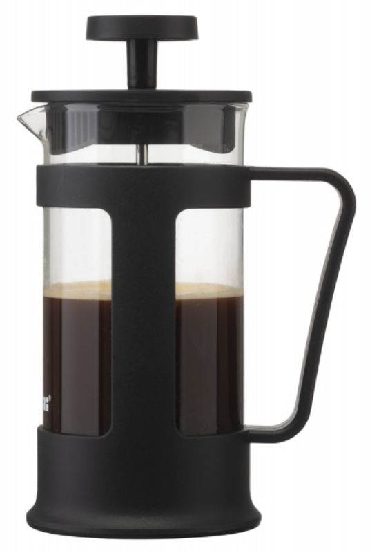 Brew - Coffee Plunger 350ml Black: stylish borosilicate glass coffee press with ergonomic handle for rich, flavorful drinks.