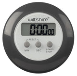 Stylish grey Wiltshire digital timer with large display, loud alarm, and versatile placement options for precise cooking.