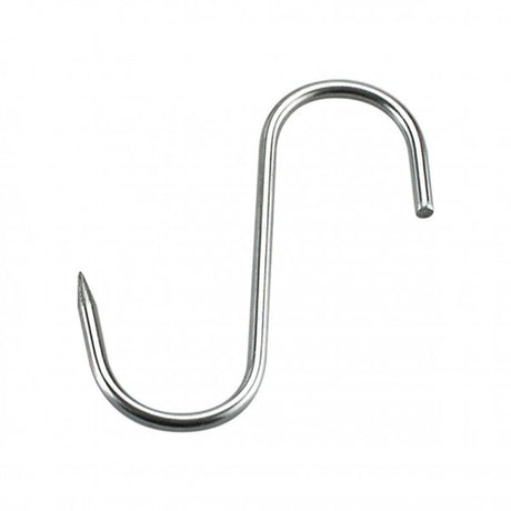 Set of 10 durable stainless steel fixed hooks, 160X6mm, perfect for heavy loads in meat processing environments.