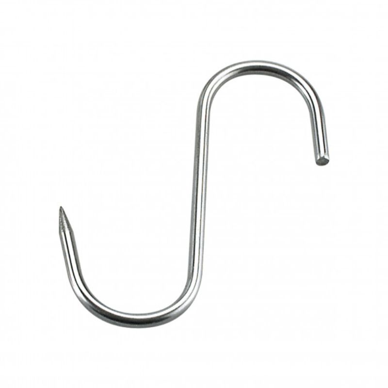 Stainless steel 1 point fixed hooks, 180X8mm, set of 10, designed for heavy-duty meat processing and food safety.