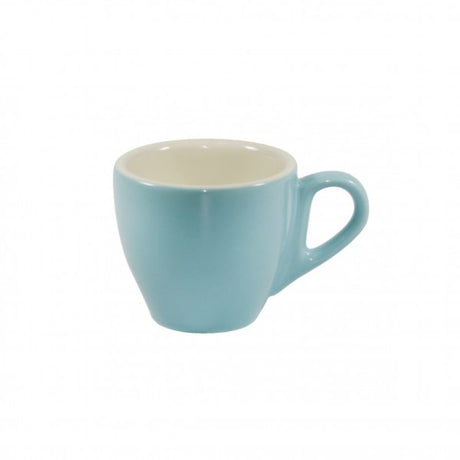 Set of 6 Maya Blue espresso cups, 90ml, made from durable stoneware for enhanced coffee enjoyment and stylish presentation.