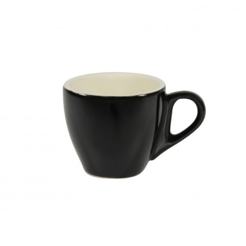 Set of 6 Brew Onyx Espresso Cups, 90ml, featuring durable stoneware in elegant dark color for enhancing coffee flavors.