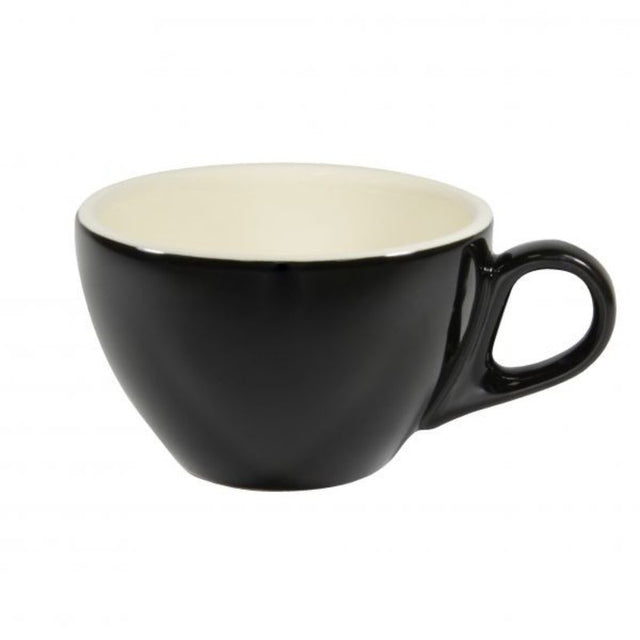 Elegant set of 6 Brew Onyx Latte Cups, 280ml each, made from durable stoneware with a sophisticated onyx finish.