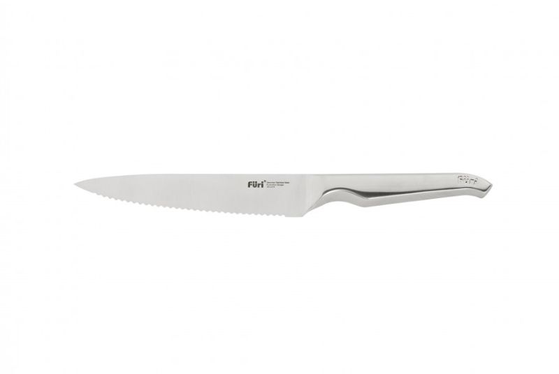 Furi Pro 15cm Serrated Knife with stainless steel blade for precise slicing of fruits, cheeses, and breads with ergonomic handle.