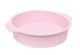 Flexible round cake pan, 23x6 cm, non-stick, versatile for baking, freezing, microwaving, and easy storage.