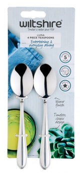 Elegant Wiltshire Luisa Tea Spoons set, crafted from durable stainless steel with a chic mirror finish, dishwasher safe.