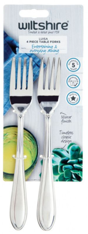 Elegant Wiltshire - Luisa Table Fork set, made of stainless steel with a mirror finish, perfect for any dining occasion.