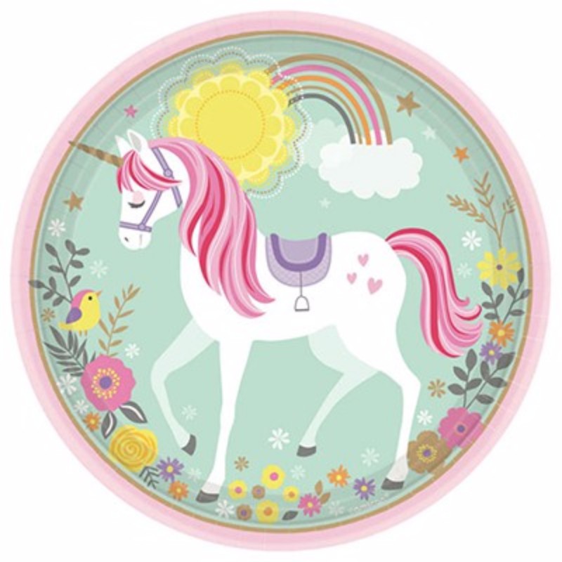 Magical Unicorn Dinner Plates Round Paper - Pack of 8