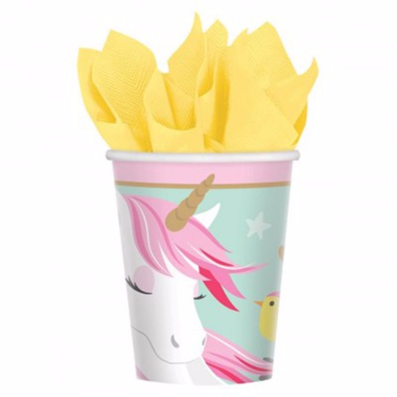 Magical Unicorn Cups Paper 266ml - Pack of 8