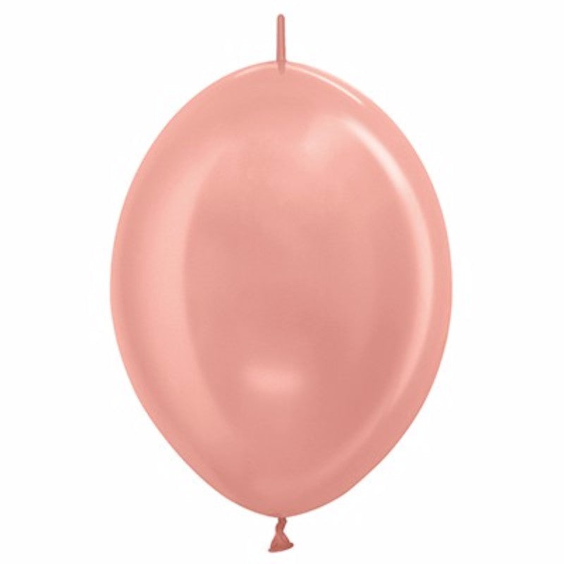 28cm Link O Loon Metallic Rose Gold Latex Balloons - Pack of 25